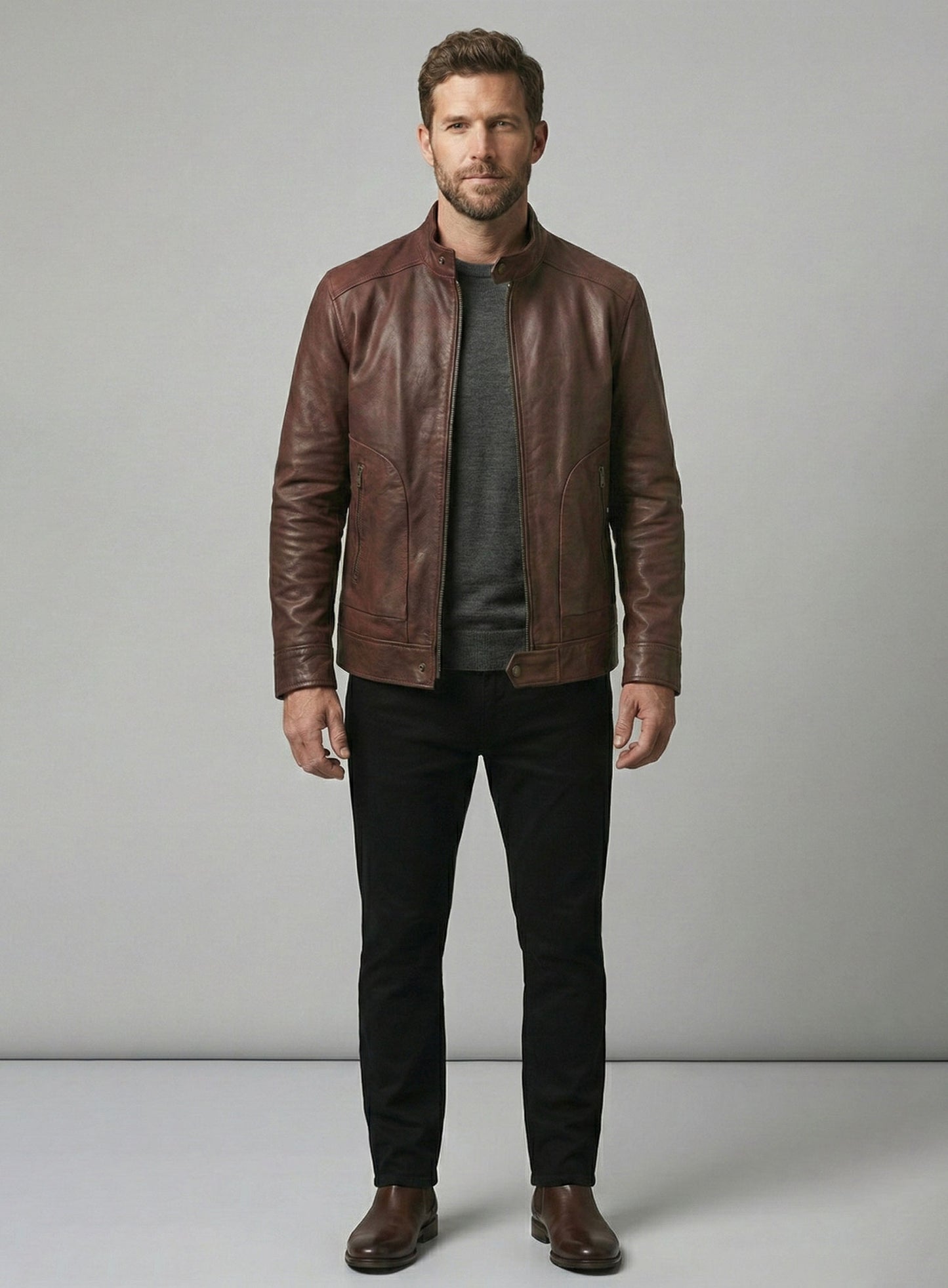Spanish Brown Ryan Reynolds Blade Trinity Leather Jacket
