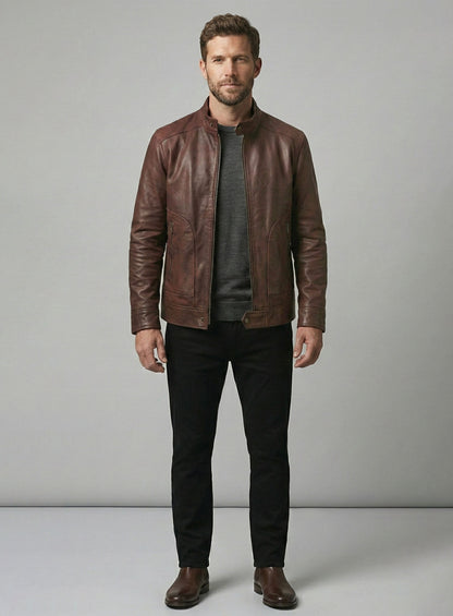 Spanish Brown Ryan Reynolds Blade Trinity Leather Jacket