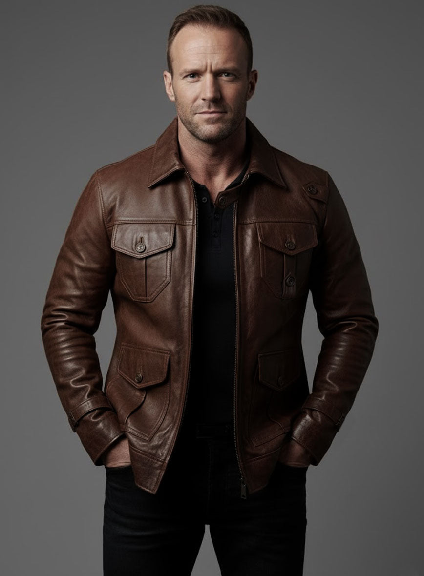 Spanish Brown The Expendables 2 Jason Statham Leather Jacket