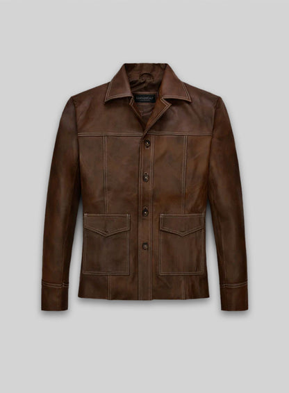 Spanish Brown Brad Pitt Fight Club Leather Jacket