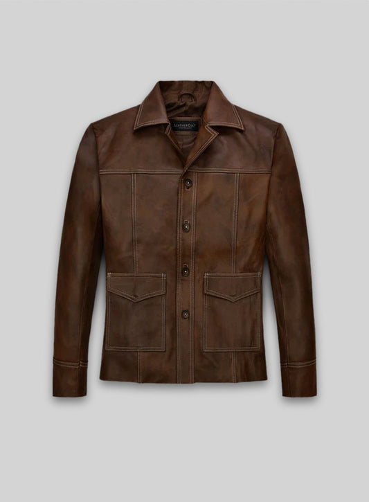 Spanish Brown Brad Pitt Fight Club Leather Jacket