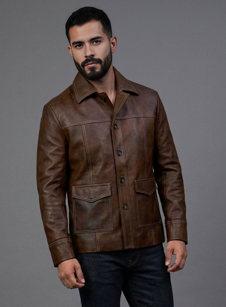 Spanish Brown Brad Pitt Fight Club Leather Jacket