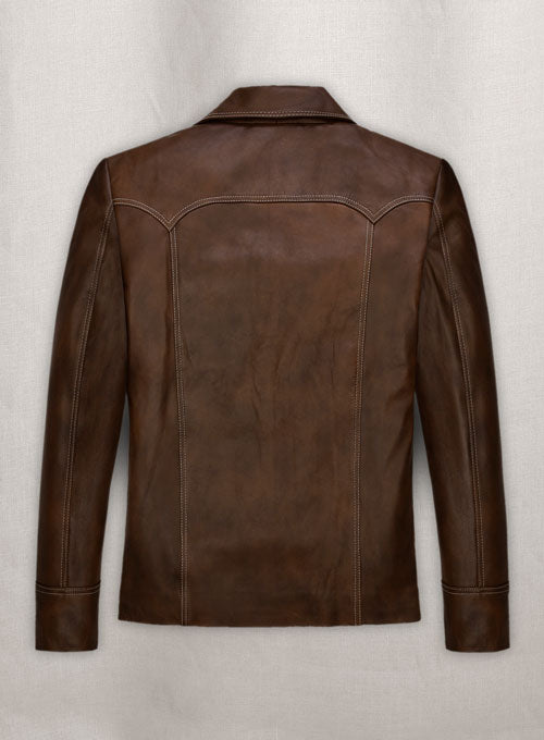 Spanish Brown Brad Pitt Fight Club Leather Jacket - LeatherCult