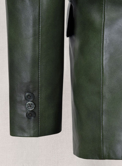 Spanish Green Leather Blazer - LeatherCult