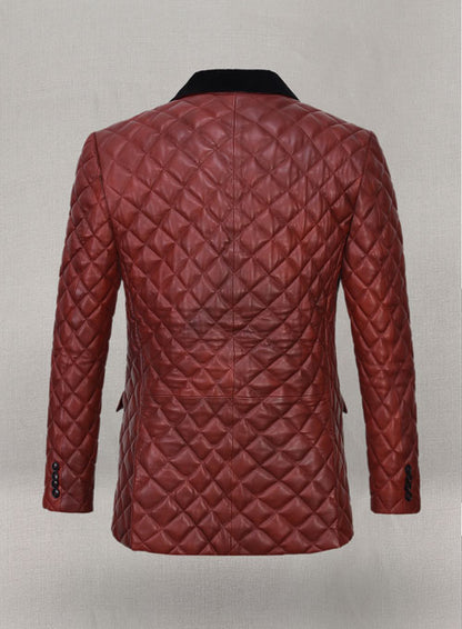 Spanish Red Bocelli Quilted Tuxedo Leather Blazer - LeatherCult