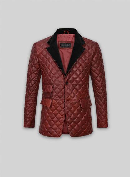 Spanish Red Bocelli Quilted Tuxedo Leather Blazer