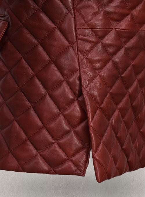 Spanish Red Bocelli Quilted Tuxedo Leather Blazer - LeatherCult