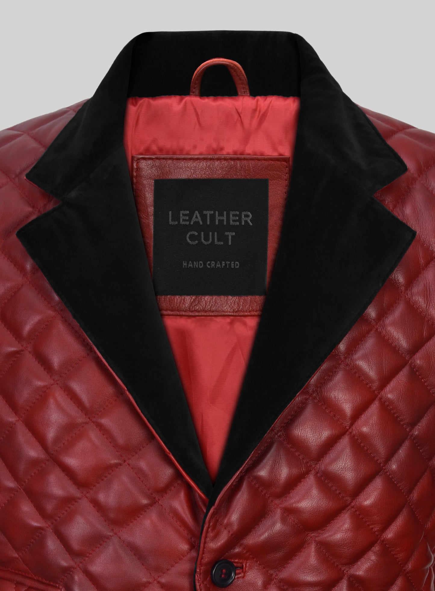 Spanish Red Bocelli Quilted Tuxedo Leather Blazer
