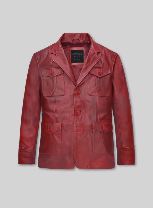 Spanish Red Leather Blazer - #716