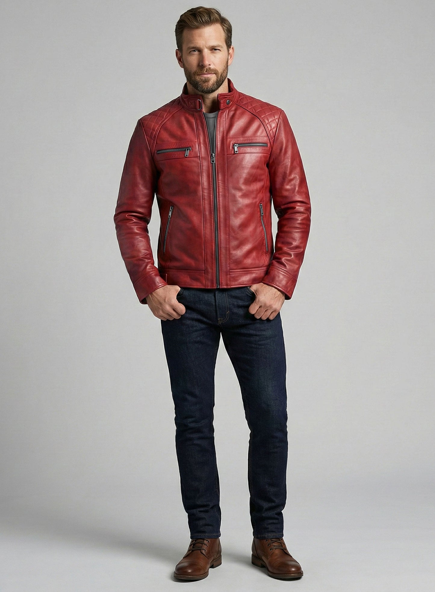 Spanish Red Leather Jacket # 653