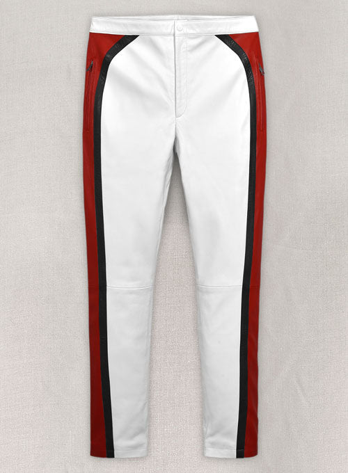 Striped Biker Leather Pants - LeatherCult