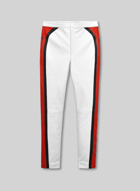 Striped Biker Leather Pants