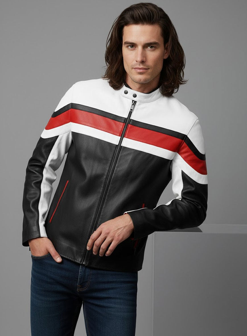 Striped Rocker Leather Jacket