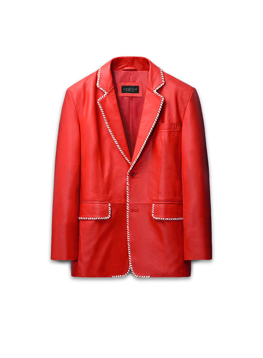 White Striped Red Medieval Blazer
