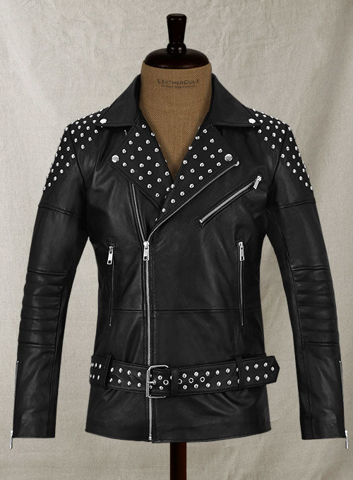 Studded Biker Leather Jacket - LeatherCult