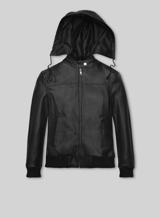 Symphony Detachable Hood Leather Jacket