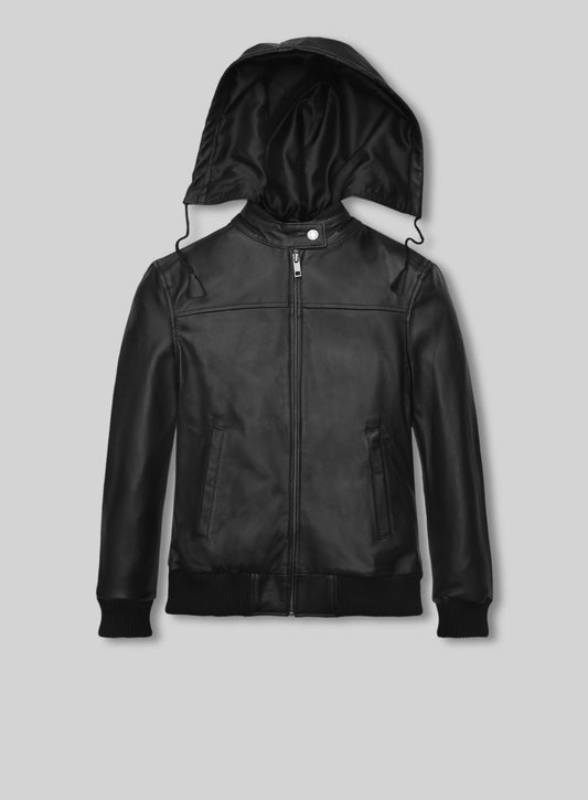 Symphony Detachable Hood Leather Jacket