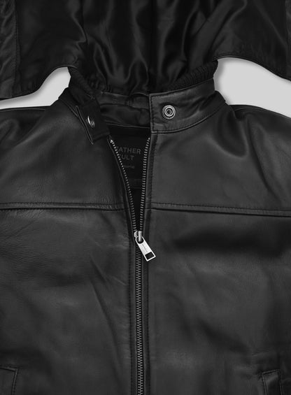 Symphony Detachable Hood Leather Jacket