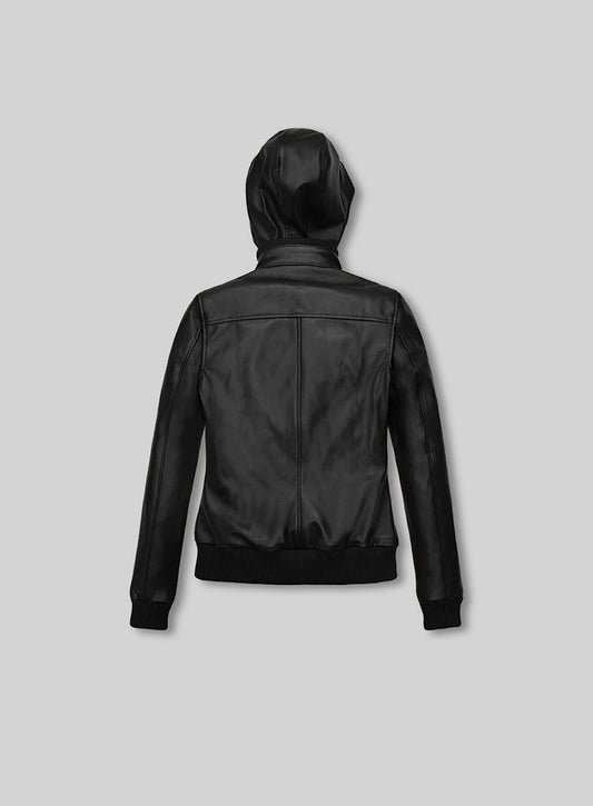 Symphony Detachable Hood Leather Jacket