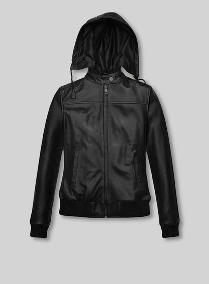 Symphony Detachable Hood Leather Jacket