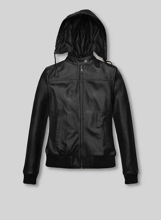 Symphony Detachable Hood Leather Jacket