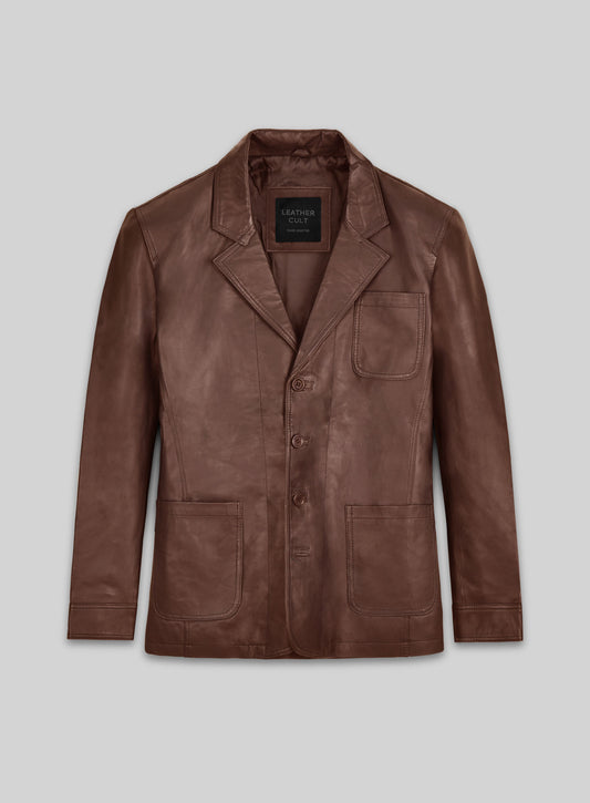 Tan Brown Daniel Craig Leather Blazer