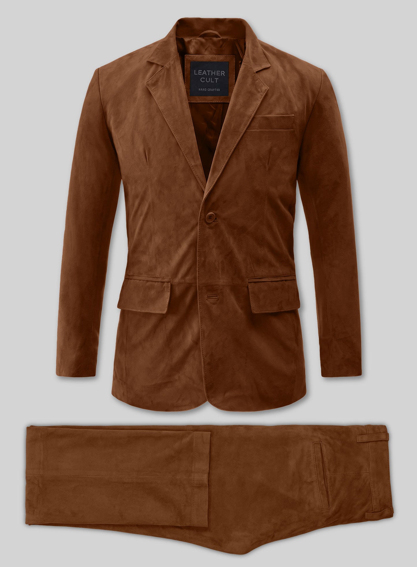 Tan Brown Suede Lambskin Leather Suit