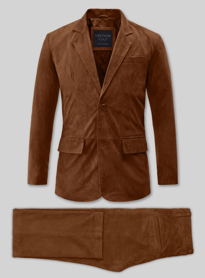 Tan Brown Suede Lambskin Leather Suit