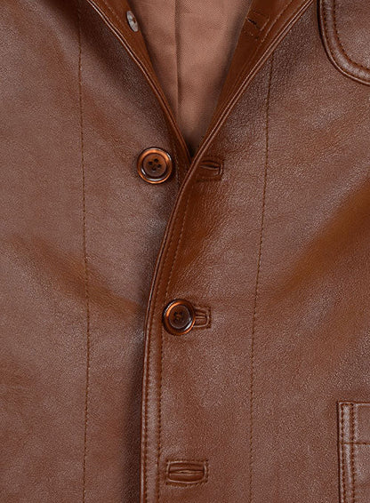 Tan Brown Daniel Craig Leather Blazer