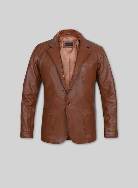 Tan Brown Daniel Craig Leather Blazer