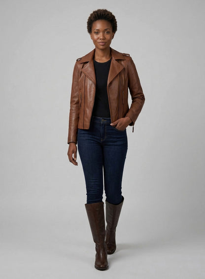 Tan Brown Jennifer Aniston Leather Jacket