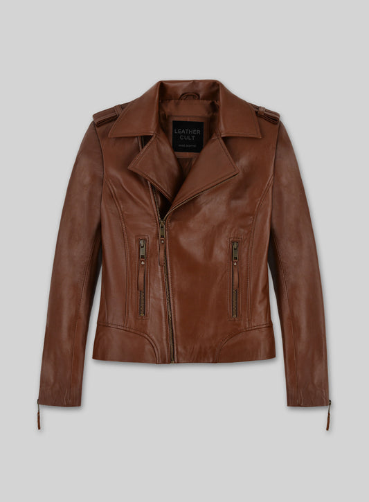 Tan Brown Jennifer Aniston Leather Jacket