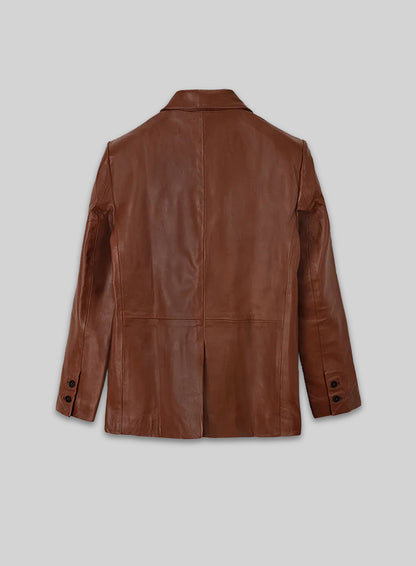 Tan Brown Leather Blazer