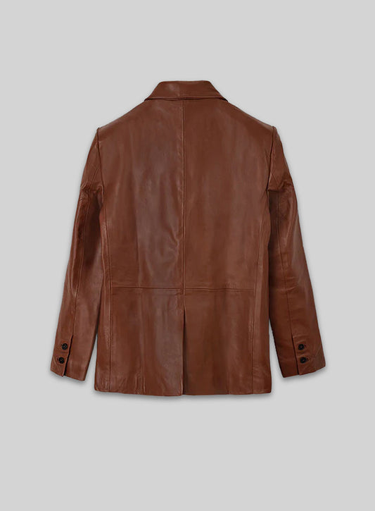 Tan Brown Leather Blazer