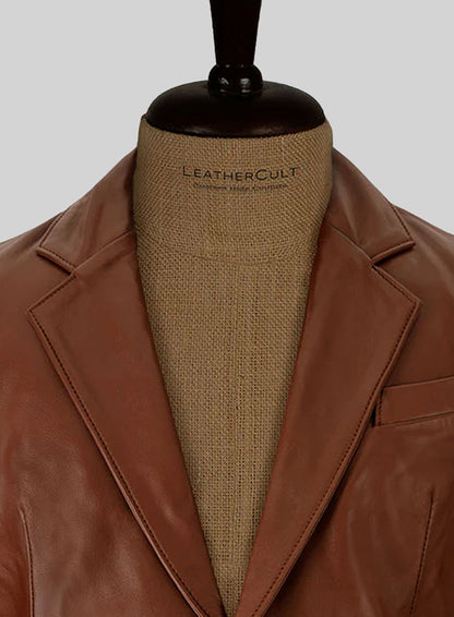 Tan Brown Leather Blazer