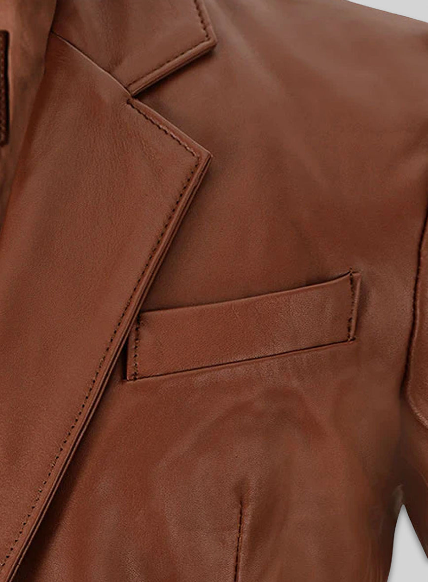 Tan Brown Leather Blazer