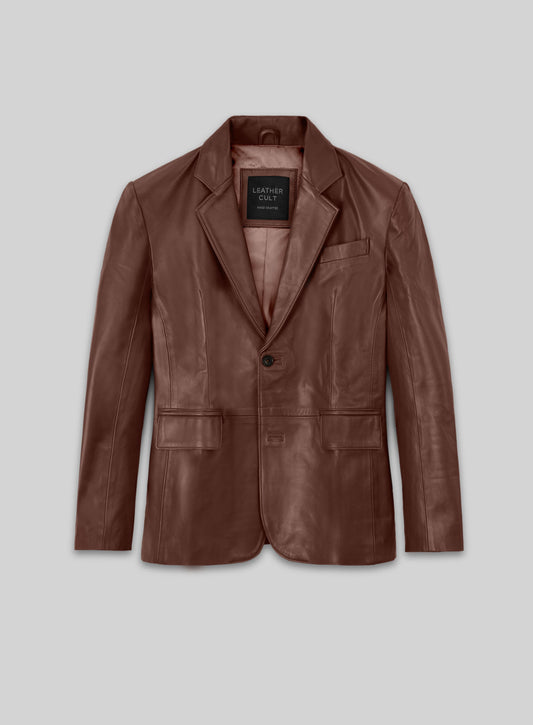 Tan Brown Leather Blazer