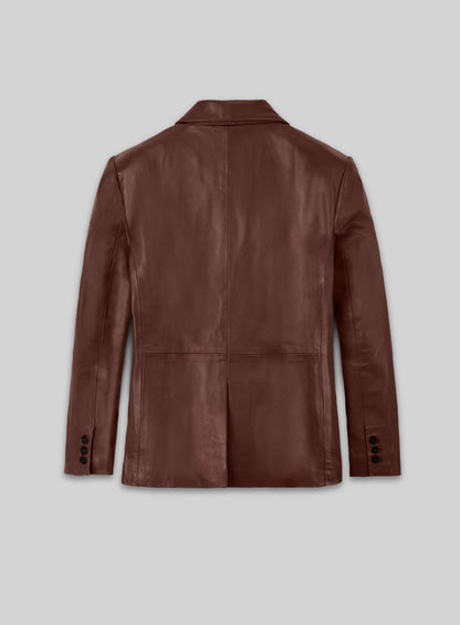 Tan Brown Leather Blazer