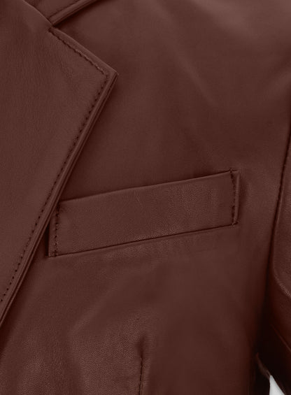 Tan Brown Leather Blazer