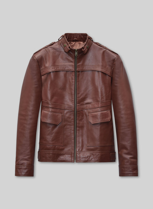 Tan Brown Leather Jacket # 602