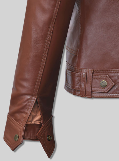 Tan Brown Leather Jacket # 602