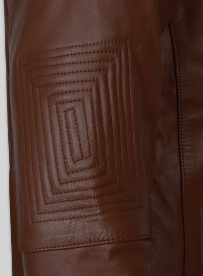 Tan Brown Leather Jacket # 655