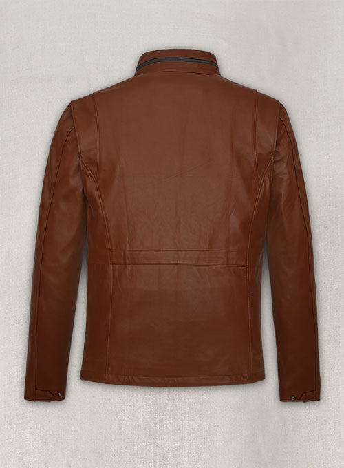 Tan Brown Military M-65 Leather Jacket - LeatherCult
