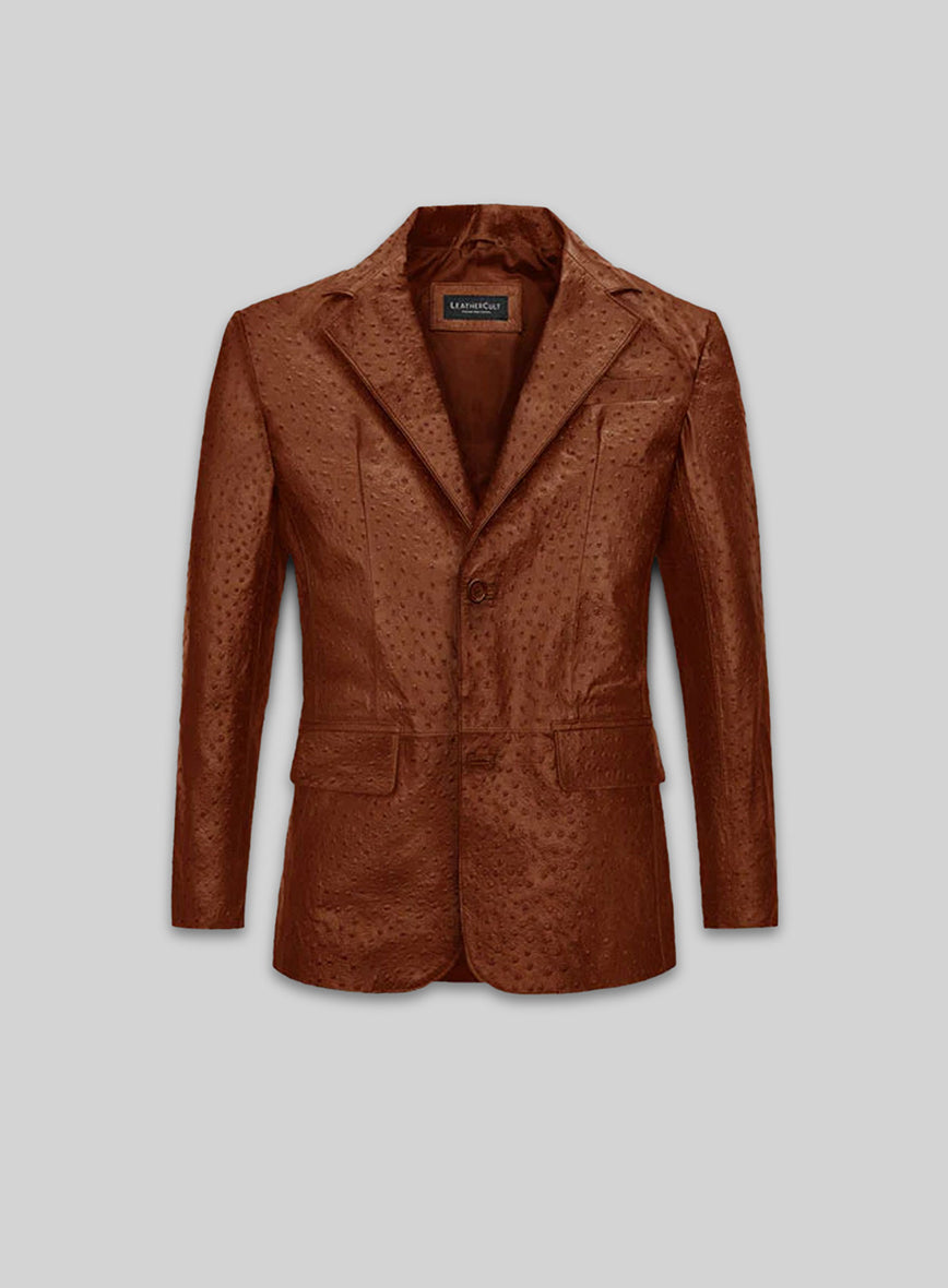 Tan Brown Ostrich Leather Blazer