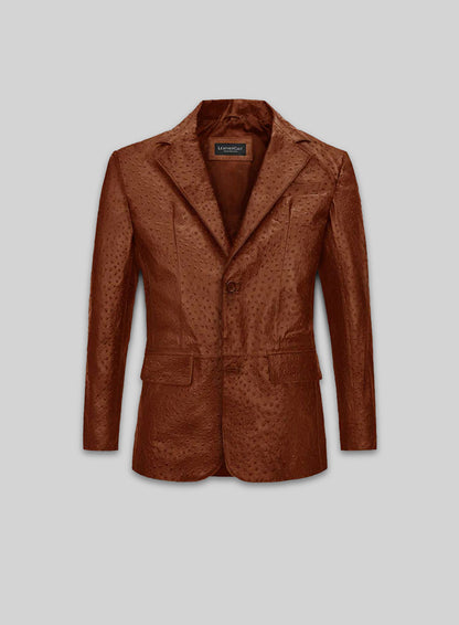 Tan Brown Ostrich Leather Blazer