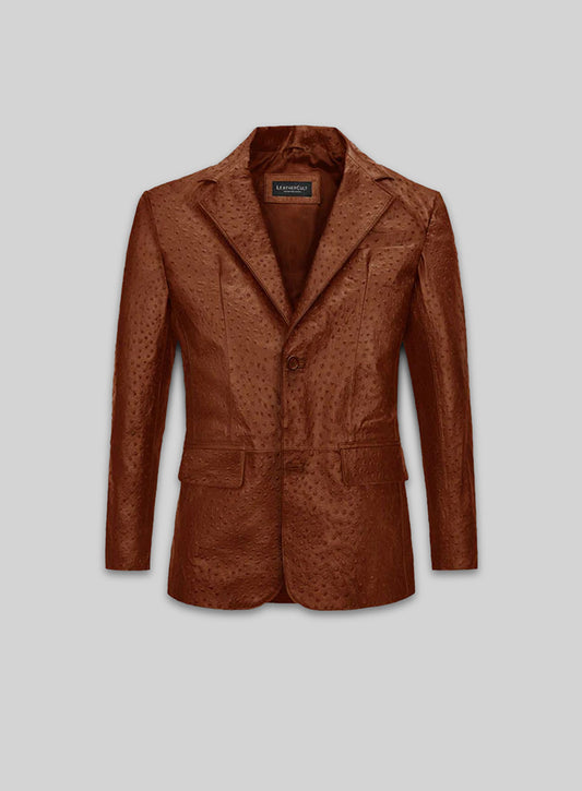 Tan Brown Ostrich Leather Blazer