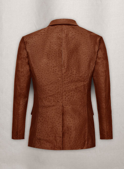 Tan Brown Ostrich Leather Blazer - LeatherCult