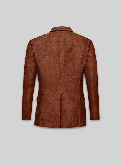 Tan Brown Ostrich Leather Blazer