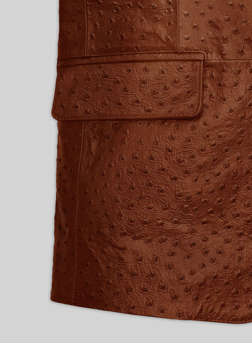 Tan Brown Ostrich Leather Blazer