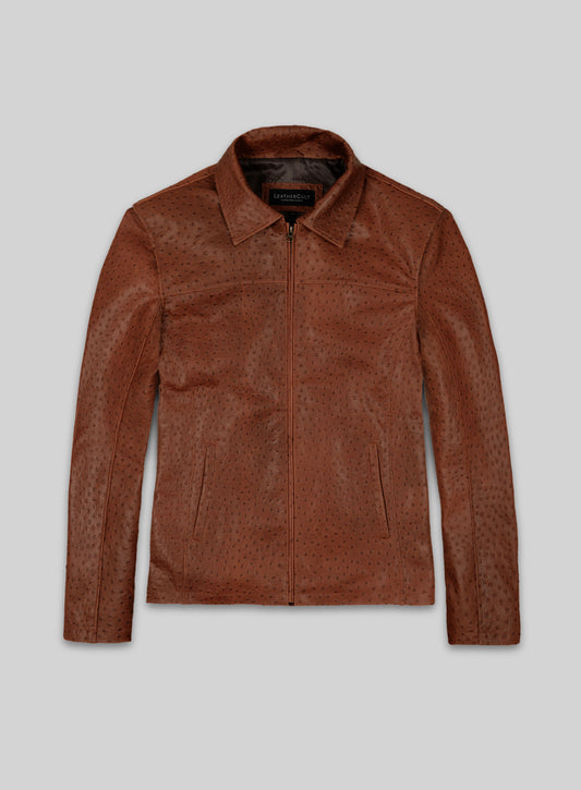 Tan Brown Ostrich Leather Hipster Jacket #2 - M